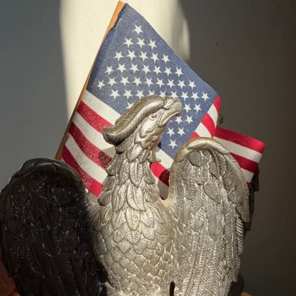 Pair of Vintage Cast Metal American Eagle Bookends